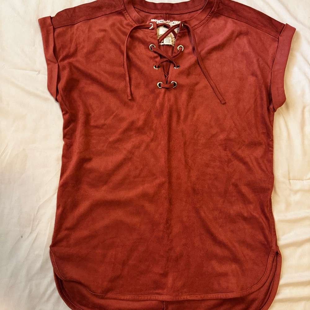 Women's Lace-Up Rust Top